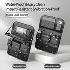 2 Pack Universal Foldable Car Backseat Organizer with Table Tray, Car Seat Back Protector with Touch Screen Phone Holder, Premium Leather Kick Mats with Storage Pockets Tissue Box (Black)