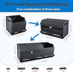SUV Trunk Organizers and Storage, Leather Car Trunk Storage Organizer with Lid & Push-pull Handle, Combination of SUV Cargo Organizer, Waterproof Car Storage Box for Sedan Van Minivans