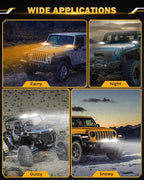 Auxbeam 7 Inch 300W LED Light Bar, 6 Modes Strobe Amber Fog Light Dual Color Spot Flood Offroad Driving Lights, Memory Function LED Work Lights for Truck Car ATV