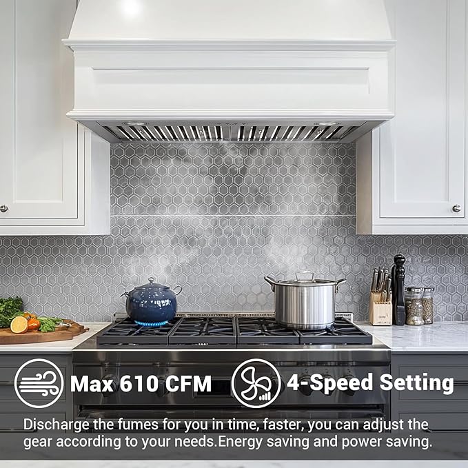 CHETTO C 30 Inch Under Cabinet Range Hood Kitchen Stove Vent with 4 Speed Exhaust Fan Reusable Filter and LED Lights Three Minutes Delayed Shutdown 304 Stainless Steel (30 inch)