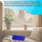 Fan Cleaning Brush, Bendable Fans Duster Fan Cleaner for Your Electric Fans Reusable Dust Cleaner Microfiber Head Dusting Brush for Air Conditioning, Home Car Vents, Curtain, Shutters 2 Pcs Blue