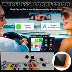 2-in-1 Wireless CarPlay Adapter for iPhone & Android Auto, Mini Wired to Wireless Dongle, Plug & Play, Stable Connection, iOS 10+/Android 11+, Lifetime OTA Updates (Not for BMW/Tesla)