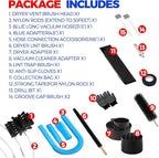 Holikme Dryer Vent Cleaner Kit, Include 30Feet Dryer Vent Cleaning Brush, Dryer Lint Vacuum Attachment, Lint Brush & Dryer Adapters, Blue