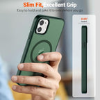 SUPFINE Magnetic for iPhone 11 Phone Case (Compatible with MagSafe) (Military Grade Drop Protection) Slim Translucent Matte Shockproof with Anti-Fingerprint Phone Case,Forest Green