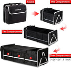 Homeve Trunk Organizer, Car Storage, Reinforced Handles, Collapsible Multi-Compartment, Foldable, Waterproof, Sturdy, 600D Oxford Polyester For Car, SUV, Mini-Van, Black-Large, 3 Compart