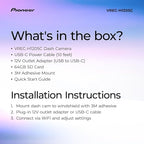 Pioneer VREC-H120SC Compact Dash Camera – Discreet 1.5K Resolution Front Dash Cam for Cars with Impact Detection, 120 Degree Wide Angle Coverage, Built-in WiFi, Companion App, USB-C Easy Install