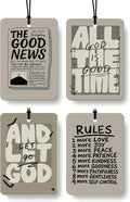 Retro Christian Cologne Car Air Freshener 4 Pcs, Neutral Bible Verses Hanging Air Freshener for Cars Bathroom Dorm Books Decor, Vintage Religious Accessories Gifts for Women Men