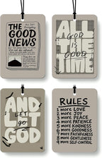 Retro Christian Cologne Car Air Freshener 4 Pcs, Neutral Bible Verses Hanging Air Freshener for Cars Bathroom Dorm Books Decor, Vintage Religious Accessories Gifts for Women Men