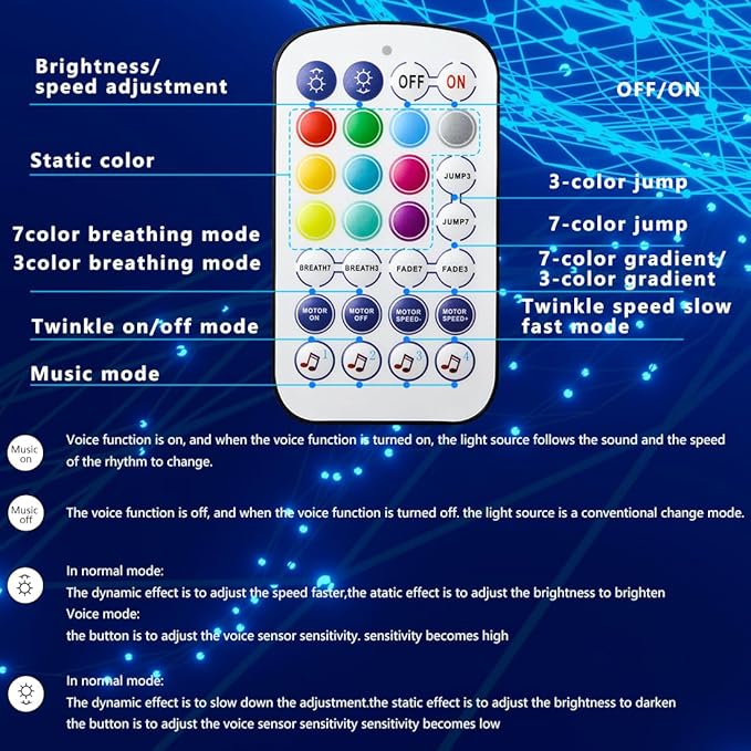 AZIMOM Mini 6W Twinkle 600pcs Fiber Optic Starlight Headliner Kit for Car Home 0.03in 13.1ft End Glow Fiber Strands Sound-Activated APP& Remote Control Starlight Engine