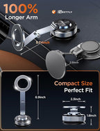 MSXTTLY Magnetic Car Phone Holder 360° Adjustable Tesla Phone Mount Foldable Car Mount 2026 Zinc-Alloy Magsafe Phone Holders for Your Car for iPhone 17 Pro Max 16 15 14 13 12 Plus, Carbon Fiber