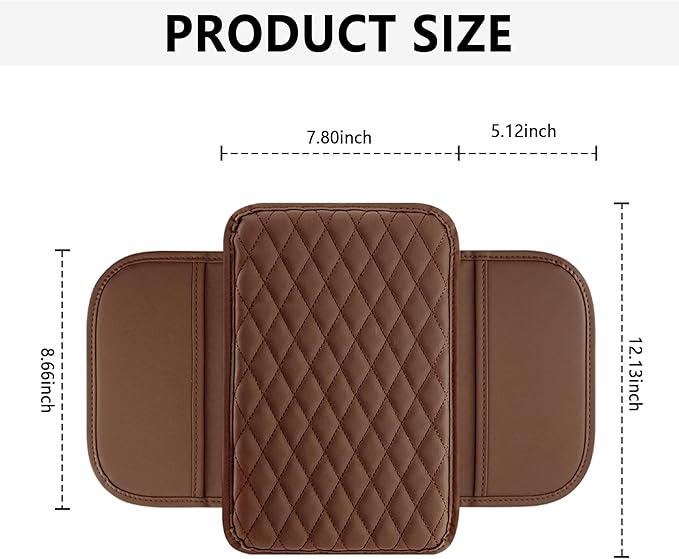 Stacool Upgraded Car Center Console Cover,Microfiber Leather Car Armrest Cover Cushion with 2 Storage Bags,Universal Car Armrest Storage Box (Brown)