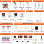 480Pcs Rotary Tool Accessories Kit, GOXAWEE 1/8 inch Shank Rotary Tool Accessory Set, Multi Purpose Universal Kit for Cutting, Drilling, Grinding, Polishing, Engraving & Sanding