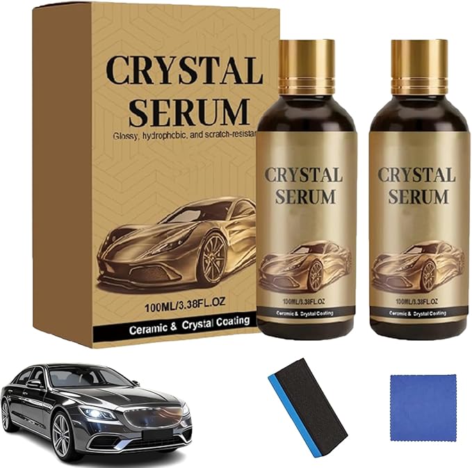 100 Ml/3.38oz Cristal Serum Ultra Car, Crystal Serum Ceramic Coating for Cars, 9h Graphene Ceramic Car Coating Kit, Professional Auto Restore for Paint, Glass & Wheel, Anti Scratch (2pcs)