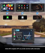 Portable Car Stereo with Wireless CarPlay and Android Auto, Spedal CL786 CarPlay Screen for Car, Portrait & Landscape 7" IPS Touchscreen, Mirror Link/Bluetooth/Navigation/Voice Control