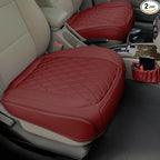 2 Pack Leather Front Car Seat Cover Bottom Car Seat, Anti-Slip and Full Wrap Driver Car Seat Protectors with Storage Pocket, Luxury Waterproof Bottom Auto Seat Cushion Pad Mat for Most Vehicles(Red)