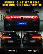Sequential Turn Signal Led Light Strip Dynamic Scan Start Up Hood Lights Flexible DRL Daytime Running Light for Car,Truck,SUV,Dual Color Red Amber Flowing Switchback 12V 70inch /1.8M (1Set)