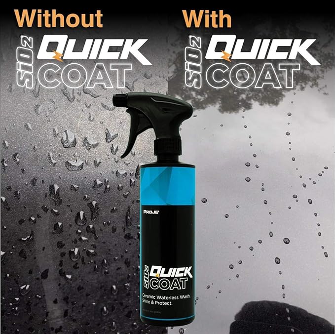 Proje Premium Car Care SiO2 Quick Coat - Ceramic Coating Spray - Ceramic SiO2 Booster - Shine Seal & Protect - Ceramic Spray Sealant - Hydrophobic Top Coat for Cars, RVs, Trucks, & Motorcycles - 8 oz