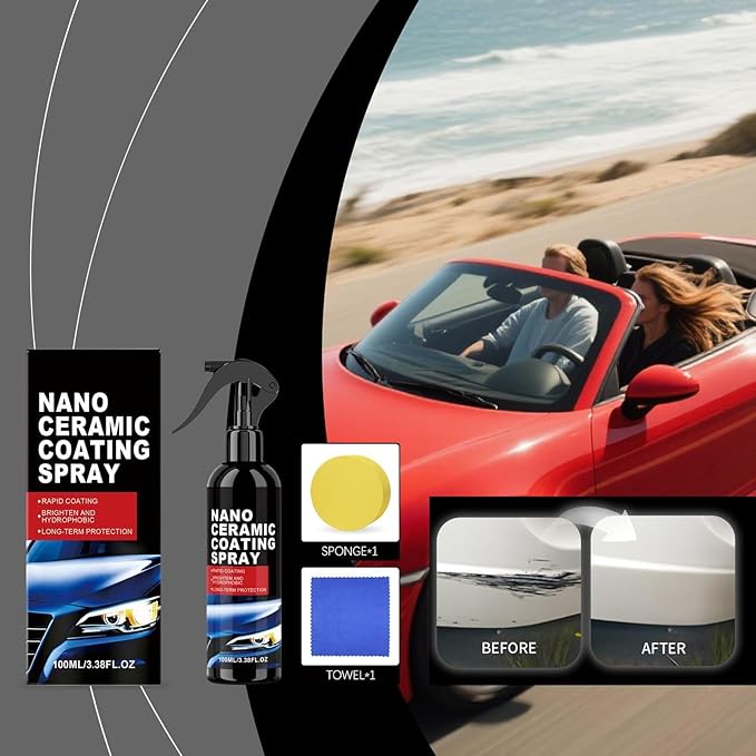 Car Ceramic Coating Spray - 100ml Exterior Paint Interior Polishing Solution | 17 * 7.2 * 4cm Car Coating Detail Spray for Sedans Suvs Pickups Minivans Motorcycles