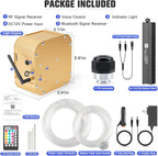 32W Meteor RGBW Twinkle LED Fiber Optic Lights, Bluetooth APP/Remote/Music Control Star Ceiling Light Kit+Adapter+Car Use Plug, Fiber Cable 1000pcs*0.03in*13.1ft with Shooting Stars Kit