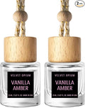 C Classy Hanging Car Air Freshener 2 Pack, Vanilla Amber Essential Oil Diffuser, Long-Lasting Fragrance, Cute Glass Bottle Car Accessories for Women & Men, Made in USA