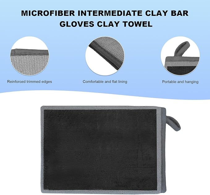 2 PCS Clay Mitt, Fine Grade Microfiber Claying Bar Glove Car Detailing Towels, Scratch-Free Cleaning & Polishing Clay Eraser Mitts for Vehicle Surface, Car Accessories (Gray)