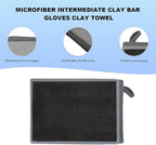 2 PCS Clay Mitt, Fine Grade Microfiber Claying Bar Glove Car Detailing Towels, Scratch-Free Cleaning & Polishing Clay Eraser Mitts for Vehicle Surface, Car Accessories (Gray)