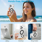 MagSafe Phone Ring Holder, 360° Rotation Magnetic Phone Grip Kickstand with Double-Sided Magnet Mag Safe Finger Ring Stand for Samsung S26 S25 FE S24 Ultra iPhone 17/16/15/14 Pro Max Google Pixel 10a
