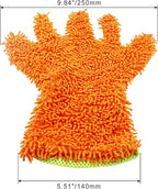 BokWin 2-Pack Car Wash Mitt Scratch Free, 5-Finger Microfiber Wash Mitts, Car Interior Exterior Cleaning Gloves, Auto Chenille Washing Sponge Kits for Cleaning Wheel Tight Spot(Orange)