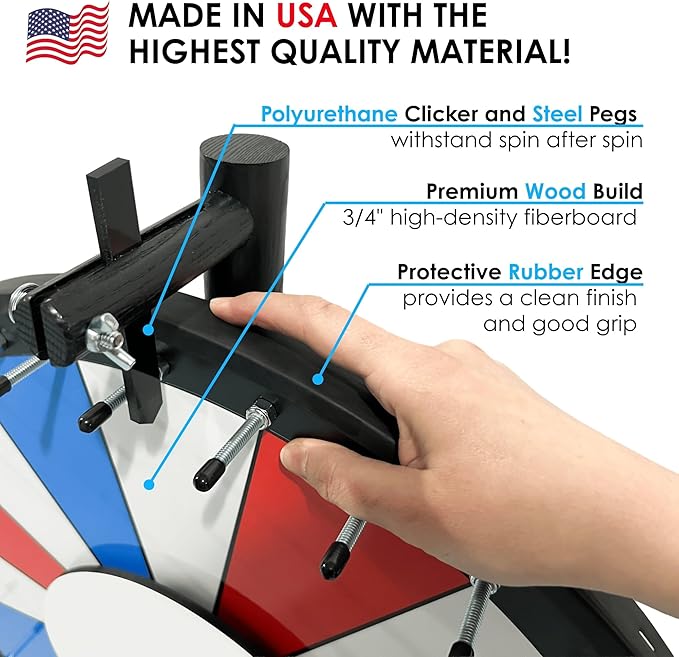 Dual and Triple Color Tabletop Dry Erase Prize Wheel – 36 Inch Desktop Spinning Wheel, Durable Wood, Balanced for Fair Odds, Trade Show Booth Raffle, Fundraiser, Baby Shower (Green, 36")