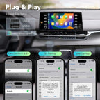 Wireless CarPlay Adapter 2026, 2-in-1 Convert Factory Wired CarPlay & Android Auto to Wireless, Plug and Play, Auto Reconnect, Compatible with iPhone & Android Phones, USB/USB-C, Dark Grey