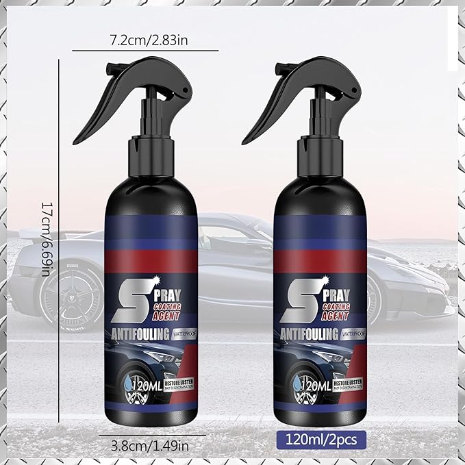 Rayhong Multi-Functional Coating Renewal Agent, 3 in 1 Ceramic Car Coating Spray, Multi-Functional Coating Renewal Agent, Nanotechnology Plastic Parts Refurbish Agent(2PCS)
