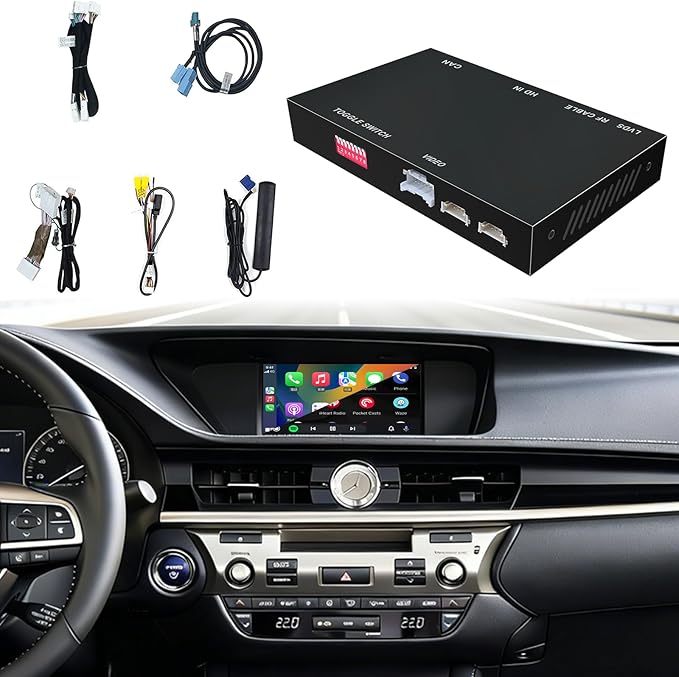 Wireless CarPlay Android Auto Decoder Retrofit Kits Compatible with Lexus ES200 ES250 ES260 ES300 ES350 for Large touchpad from 2015-2020, Supprot Navigation, Mirror Link, Back-up Camera
