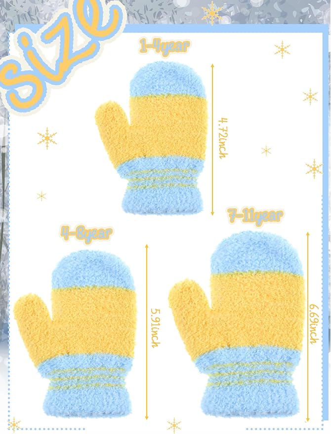 SATINIOR 3 Pairs Toddler Mittens Kids Winter Warm Gloves Baby Soft Stretch Mittens for Boys Girls Children