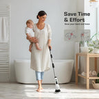 Kingwell Electric Spin Scrubber, Cordless Electric Scrubber for Cleaning with 9 Brush Heads, 2 Speeds,3 Adjustable Handle, 90Mins Work Time, Shower Scrubber for Bathroom, Tub, Floor,White
