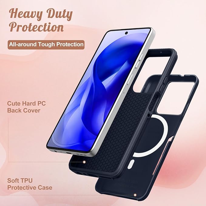LISEVOfor Moto G Power 2025 Case - for Motorola Moto G Play 2025 Case Compatible with MagSafe Women Cute Girls Magnetic Protective Phone Cover Kawaii Blue Butterfly Heavy Duty Shockproof Design