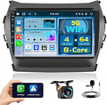 Fuluku【8 Core 4+64GB】 for 2013-2017 Hyundai Santa Fe Android 15 Car Stereo with Wireless Carplay Android Auto, 9'' Touch Screen Radio Dash Kit GPS/WiFi/32EQ DSP/Bluetooth 5.0/SWC/Mic, Backup Cam