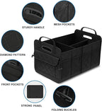 AOPHY Car Trunk Organizer, 75L Large Capacity Waterproof Auto Storage with Non-Slip Bottom Strips, Collapsible Cargo Organizer for Suv, Truck, Sedan, Portable Car Accessories for Women Men(Black)