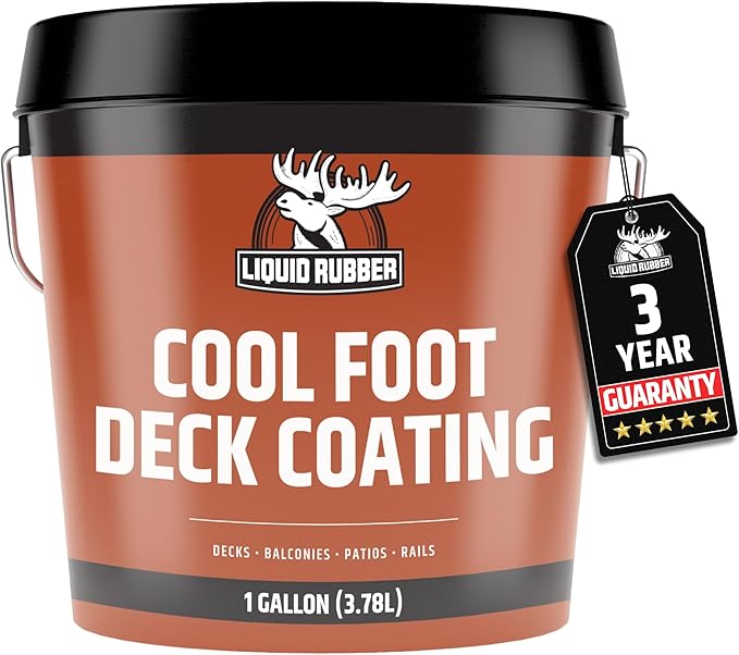 Liquid Rubber Cool Foot Deck Coating - Solar Protection Paint, Reduces Surface Temperatures by Up to 35%, Multi-Surface Cooling Decking Sealant, Waterproof, Durable Membrane, Misty Gray, 1 Gallon