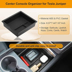 BANKKY 5PCS Center Console Organizer Tray for Tesla Model Y Juniper 2025 2026 Accessories Underseat Armrest Storage Cup Holder Hidden Compartment for Family Travel Kids Daily Commute Road Trips