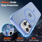 SUPFINE Magnetic for iPhone 15 Pro Case (Compatible with MagSafe) (Military Grade Drop Protection) Translucent Matte Shockproof with Anti-Fingerprint Phone Case,Blue Purple