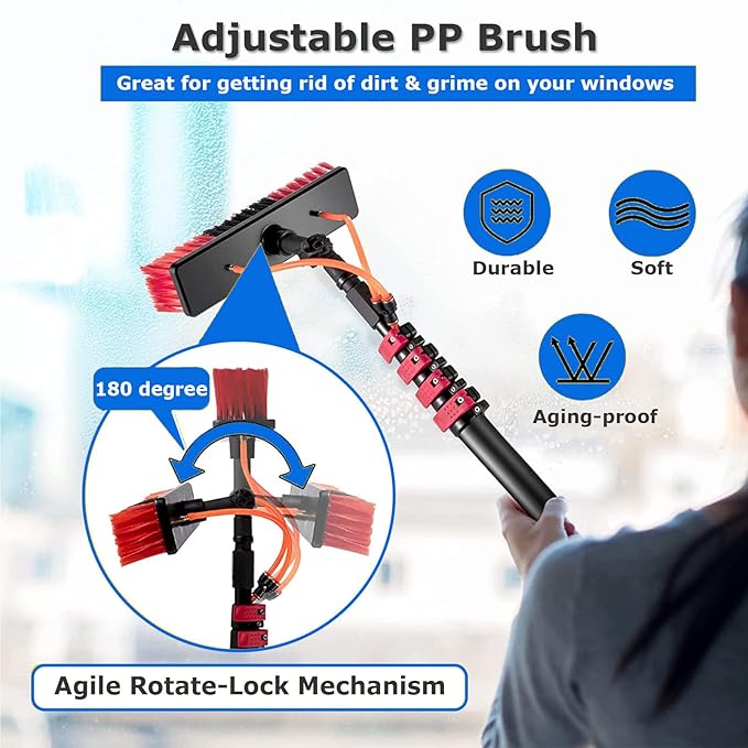 Water Fed Pole Kit Window Cleaning Pole 6M 7.2M 9M 11M Water Fed Telescopic Brush/Extendable for Photovoltaic Panel Trucks,36FT/10.8M (36FT/10.8M)
