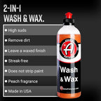 Adam's Polishes Wash & Wax (Gallon) - Car Wash Soap Infused With Pure Carnauba Car Wax | Car Cleaning Formula W/Paint Protection | Use In 5 Gallon Bucket Foam Cannon & Foam Gun