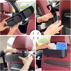 BELOMI 2PCS Car Headrest Backseat Organizer with Cup Holder, Seat Back Hanging Storage Box with Hooks, Multi-Functional Drink Pocket Food Snack Phone Tray for Kids, Car Travel Accessories（Red/2PCS）