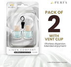 Fresh Linen Car Air Freshener | Hanging Car Freshener with Vent Clip | Long Lasting Fragrance, Slow-Release Aroma Technology, Adjustable Scent Intensity | Scented Interior Accessories by Perfa