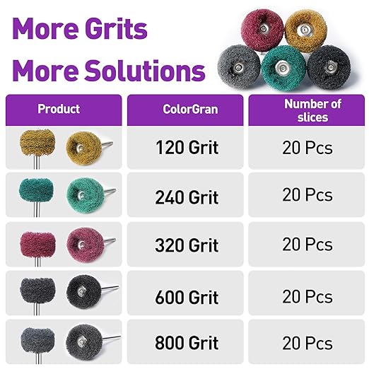 100 PCS Abrasive Buffing Wheels for Dremel, Thickened Polishing Kit 1/8 Inch Shank for Rotary Tool Accessories, Polishing Wheel Set for Metal Rust Wood Glass Watch Brass
