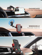 JOYMASS Wireless Car Charger, Phone Holders for Your Car, 15W Auto Clamping Phone Mount Car Accessories for iPhone 16 15 14 13 12 Mini Pro Max 11, Samsung Galaxy S24 Ultra S23 S22+ Note 20, etc - Red