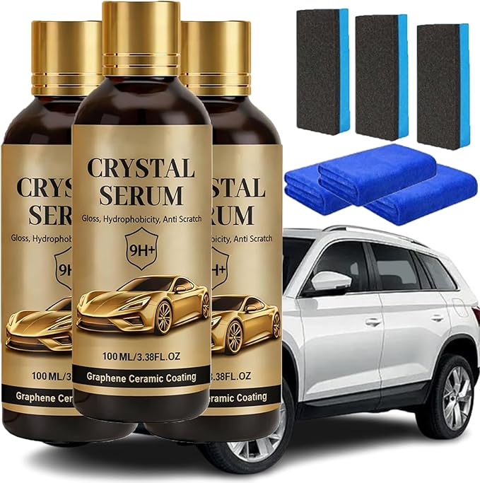 PTZ Crystal Serum, Advanced Graphene Ceramic Coating for Cars, Ceramic Car Coating Kit, 9H+ Graphene Ceramic-Coating for Auto Car Paint Protection, Coating Polishing Scratch Remover (3PCS)