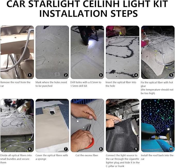 Starlight Headliner Kit,Twinkle + Music Sync Dual Color Fiber Optic Star Ceiling Lights with APP Remote Control, RGBW Star Lights for Car/Home Ceiling Decor, 600pcs 9.8ft