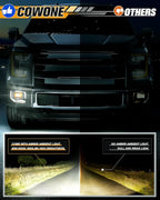 1000% Bright 4 Inch LED Fog Lights with Patented Amber Ambient Lights Compatible with Ford F150 2015-2020,2017-2019 F250 F350 F450 F550 Super Duty Bumper Driving Fog Lights Assembly