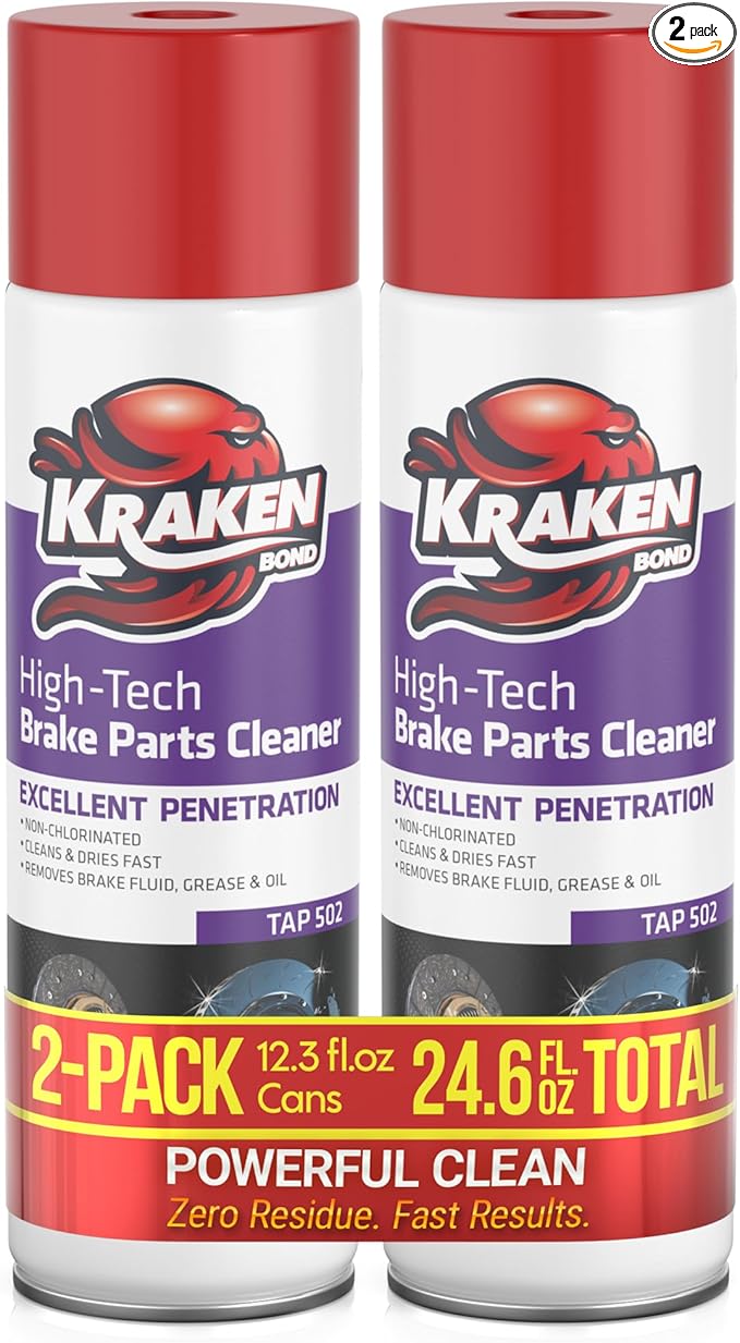 KRAKEN BOND Non-Chlorinated Brake Parts Cleaner Spray, Instant Removal, Fast Drying, 12.3fl oz - 2 Pack
